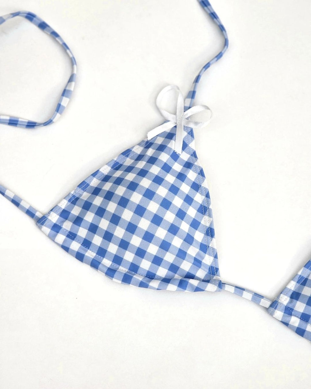 Picnic Basket Blue Gingham Bikini Top