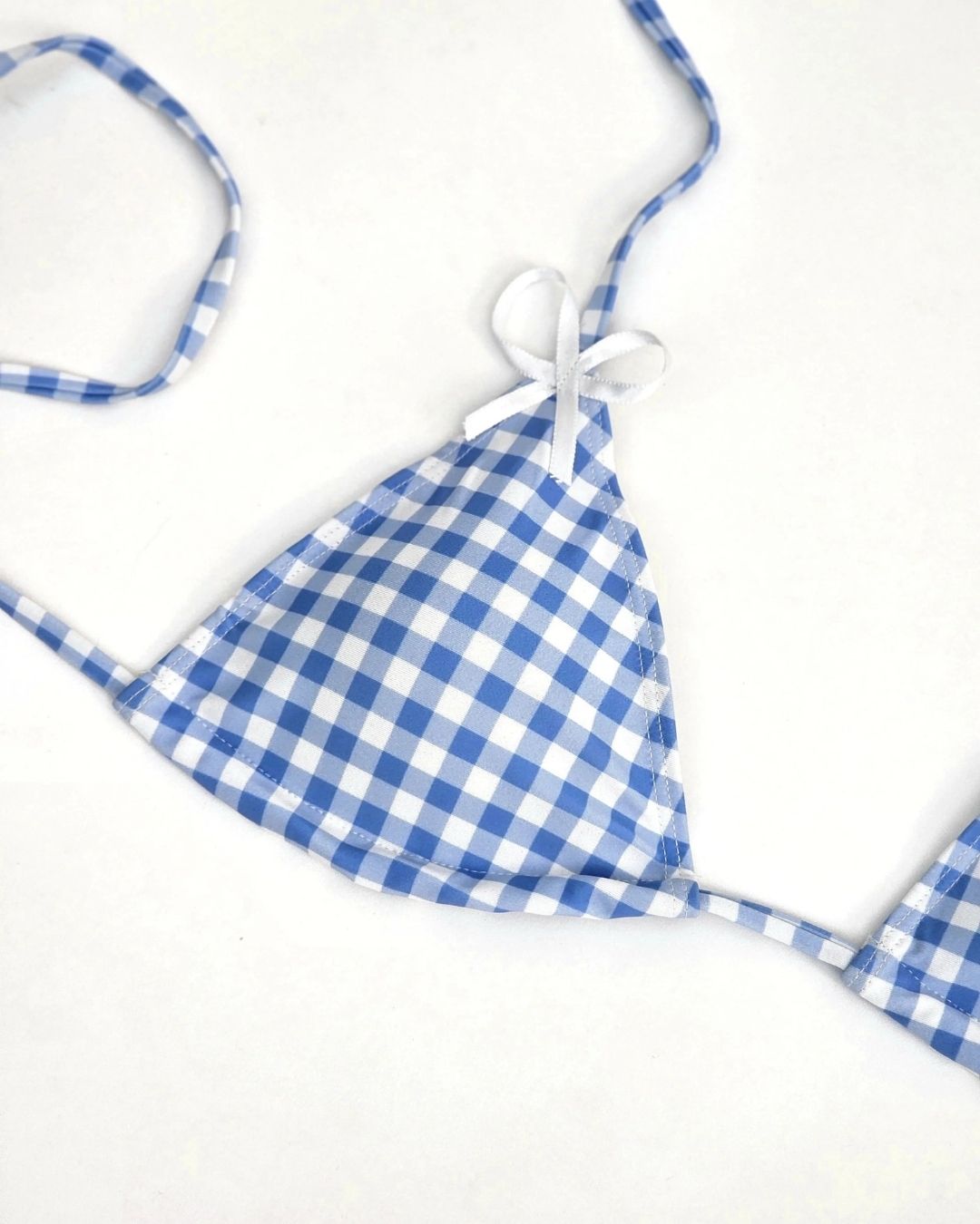 Picnic Basket Blue Gingham Bikini Top