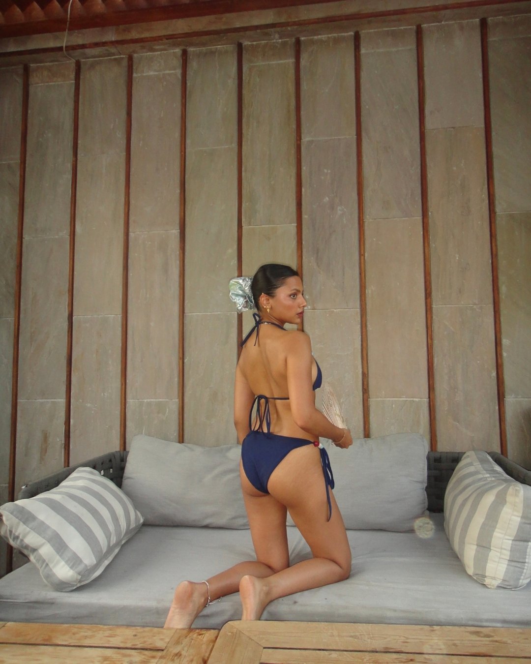 Acai Beaded Navy Bikini Bottom