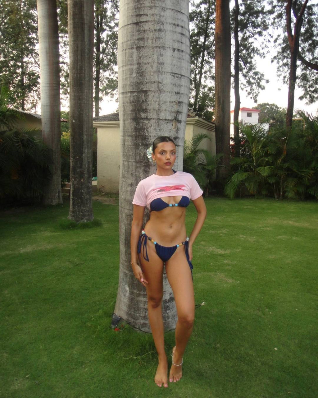 Acai Beaded Navy Bikini Bottom