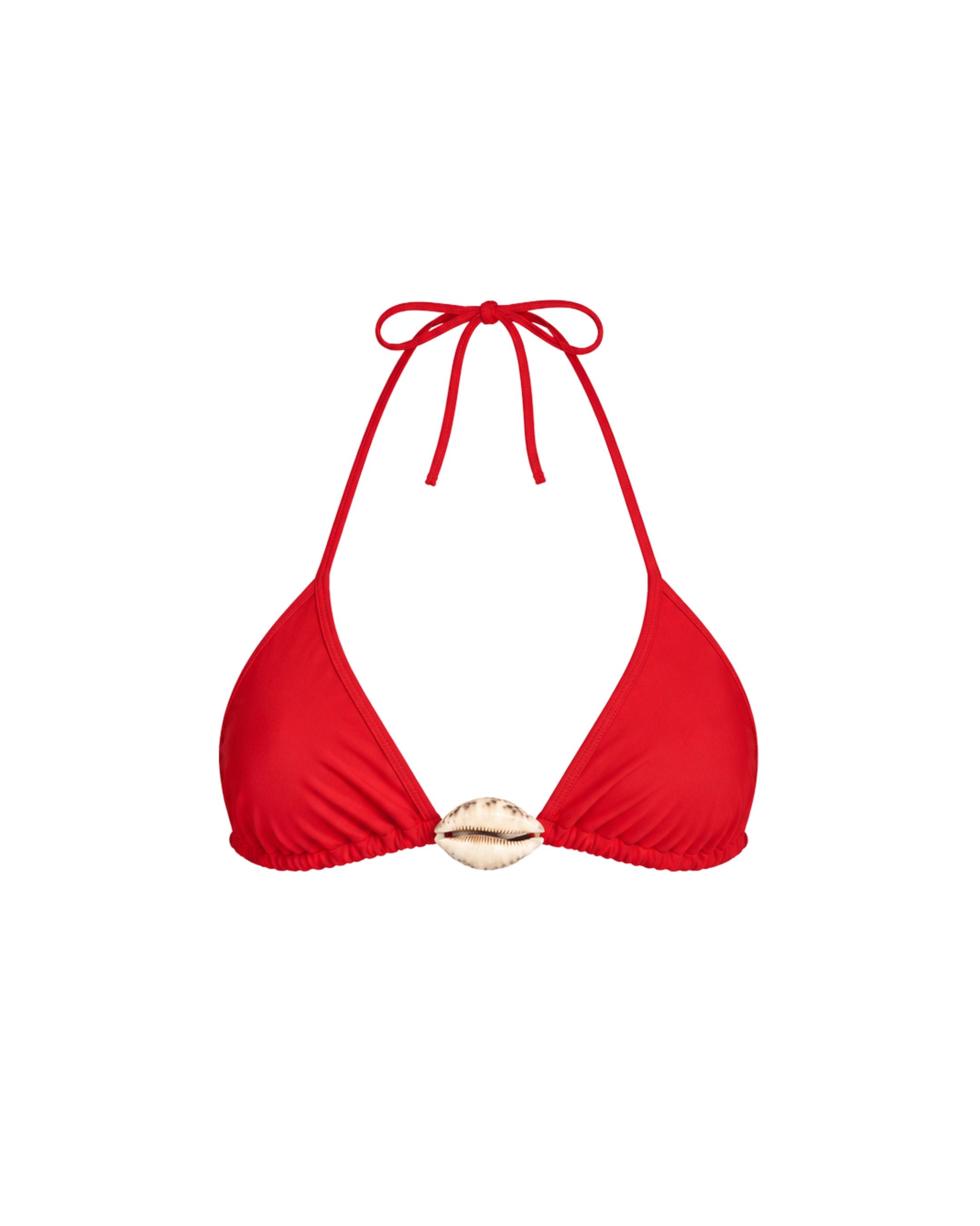 Tiger Cowrie Red Bikini Top