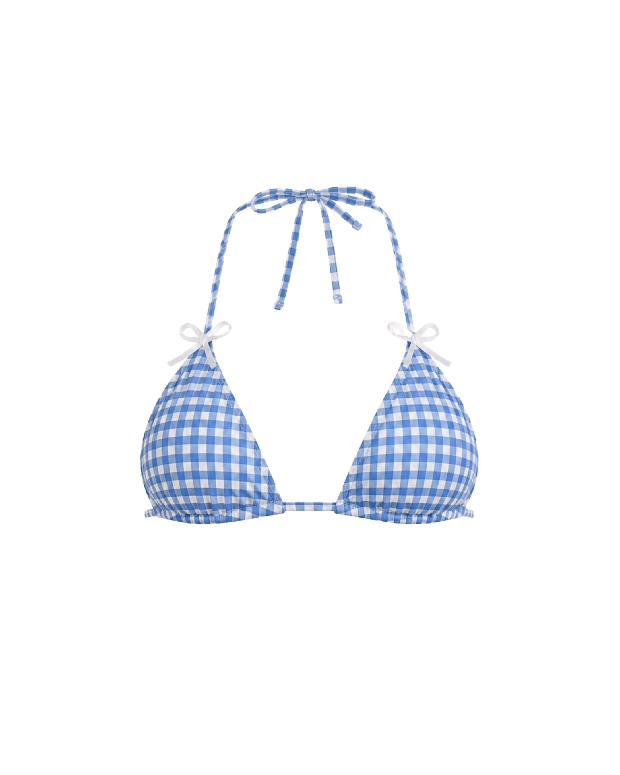 Picnic Basket Blue Gingham Bikini Top