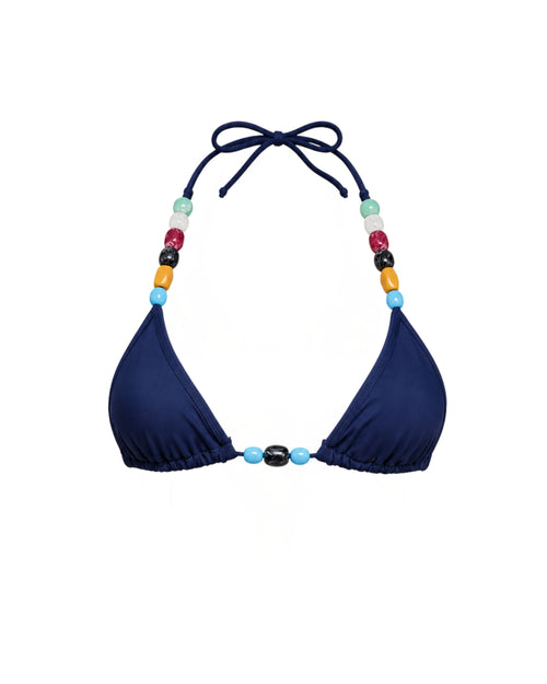 Acai Beaded Navy Bikini Top