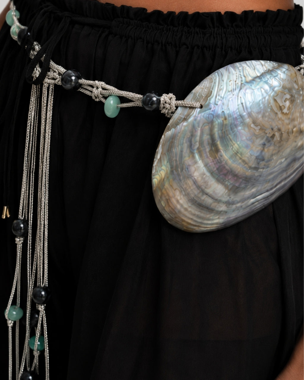 Silver Mother of Pearl Shell Belt