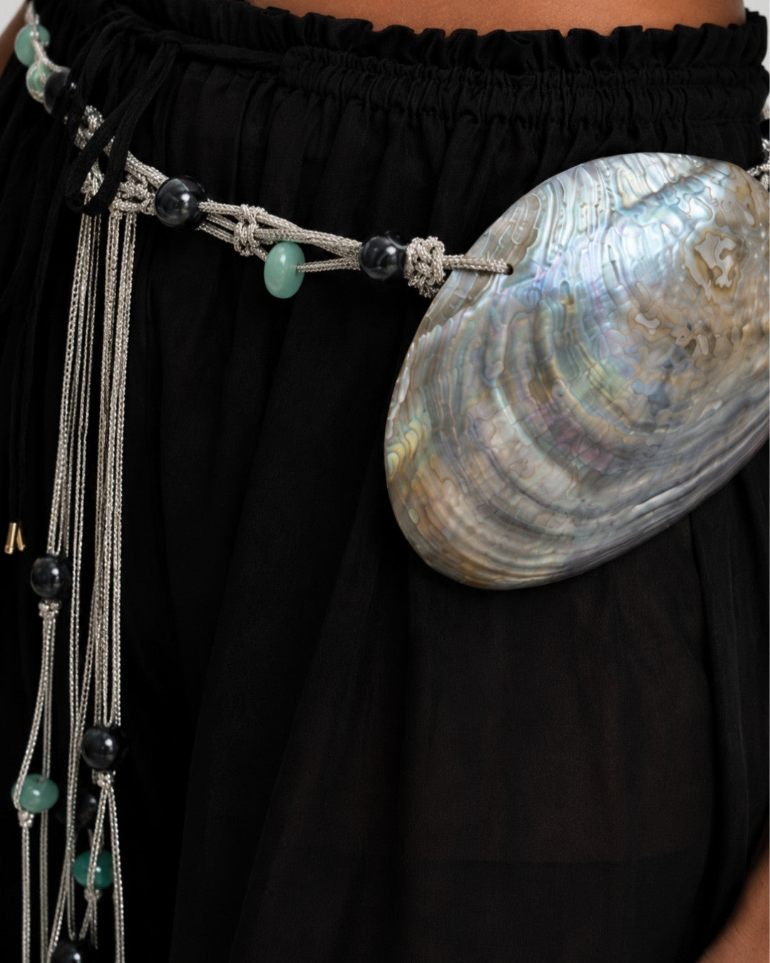Silver Mother of Pearl Shell Belt