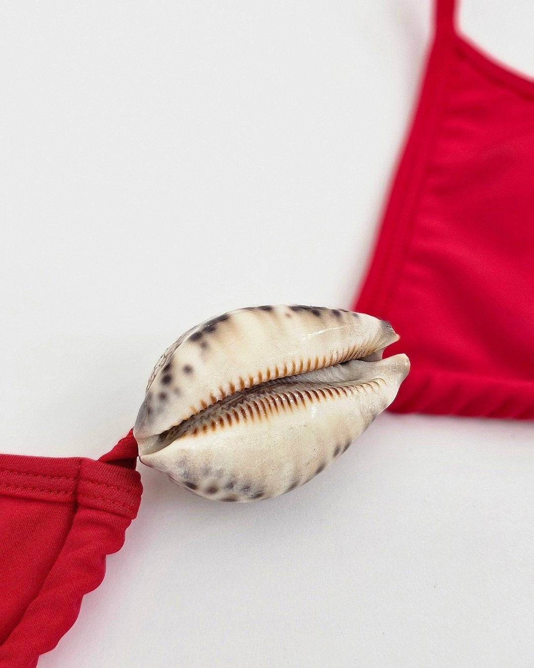 Tiger Cowrie Red Bikini Top